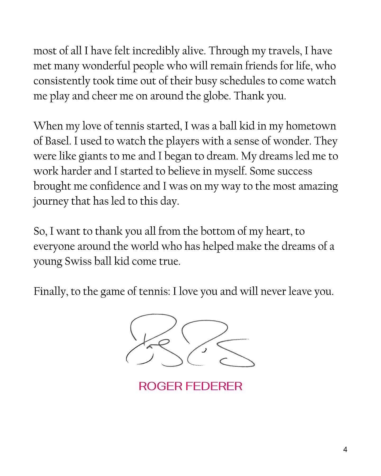 Annonce retraite roger federer fin