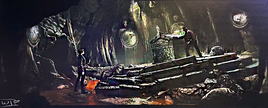 Indiana Jones 5 premier concept art exploration temple Plare