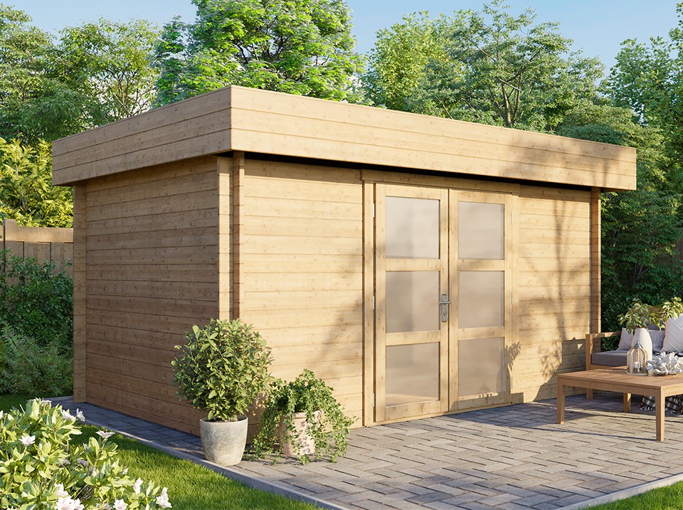 abri de jardin bois à toit plat résolument moderne