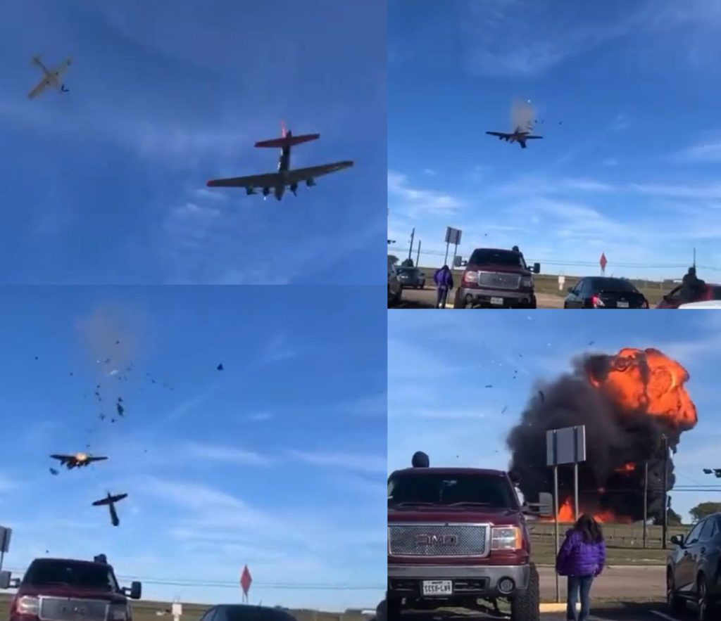 Vidéo impressionnante de la collision entre bombardier Boeing B-17 et un avion de Chasse P-63 de la seconde guerre mondiale