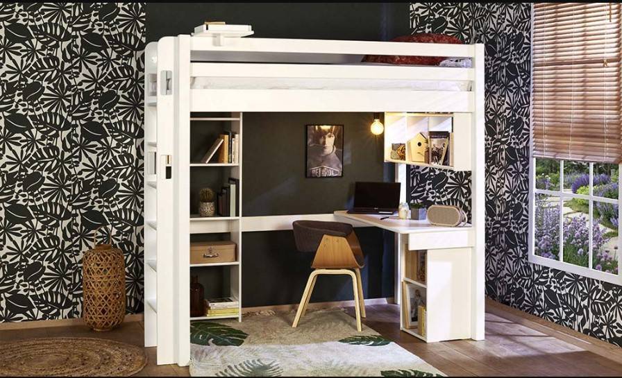 lit mezzanine adulte avec bureau intégré