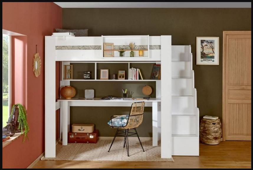 Lit mezzanine pour adulte en bois