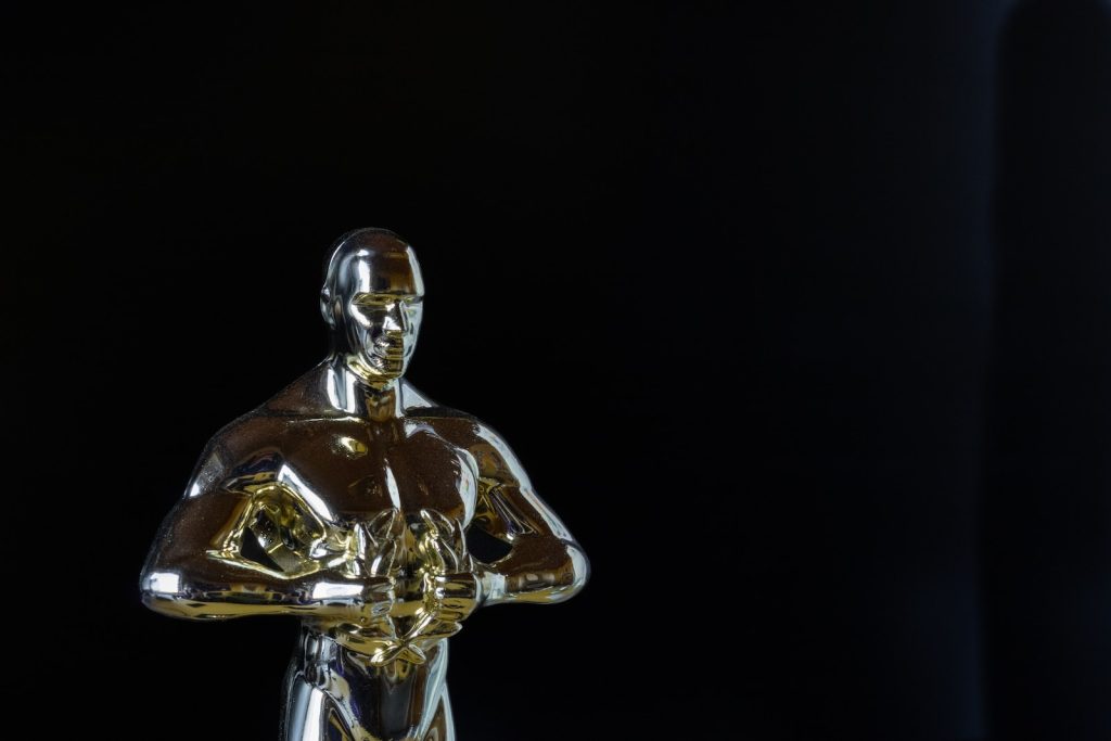 a gold and silver statue