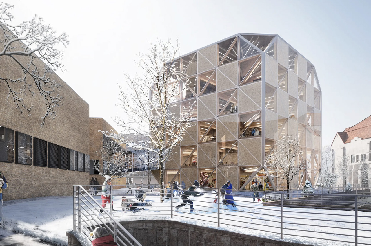 BIG concoit une ecole en bois qui fusionne le bois - plare.