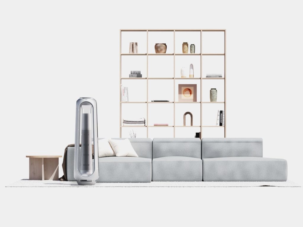 Le concept de purificateur d’air visualise la pollution intérieure pour une meilleure visibilité.