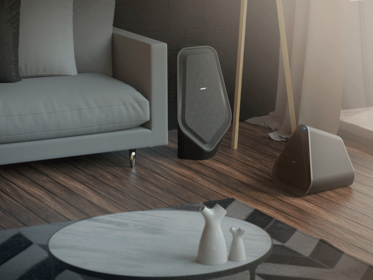 1735422629 549 Le concept geometrique des haut parleurs cree une ambiance futuriste dans - plare.