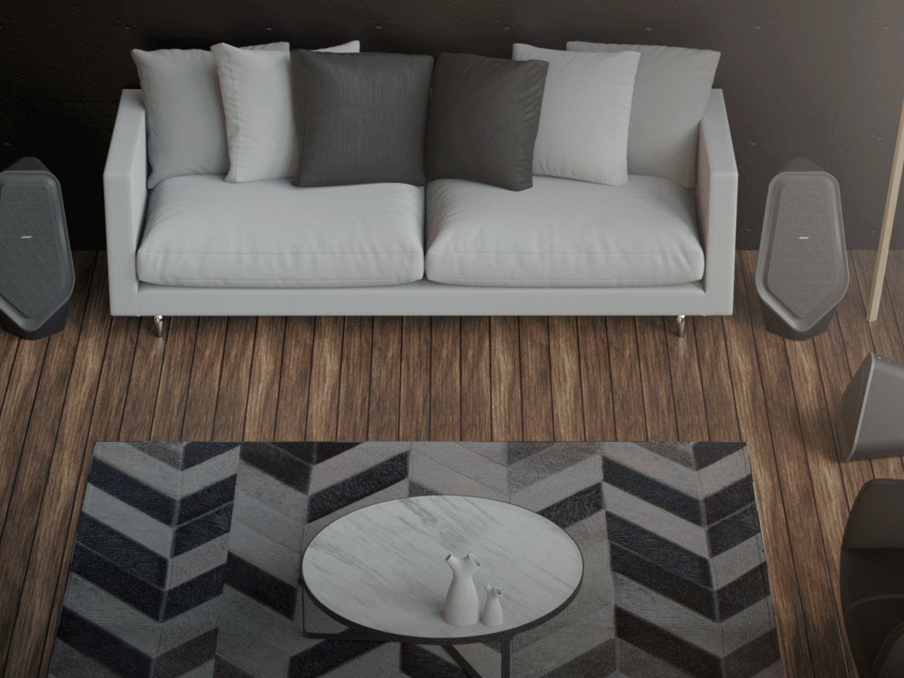 1735422630 527 Le concept geometrique des haut parleurs cree une ambiance futuriste dans - plare.