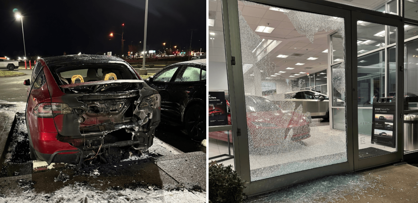 Tesla Salem vandalism - plare.