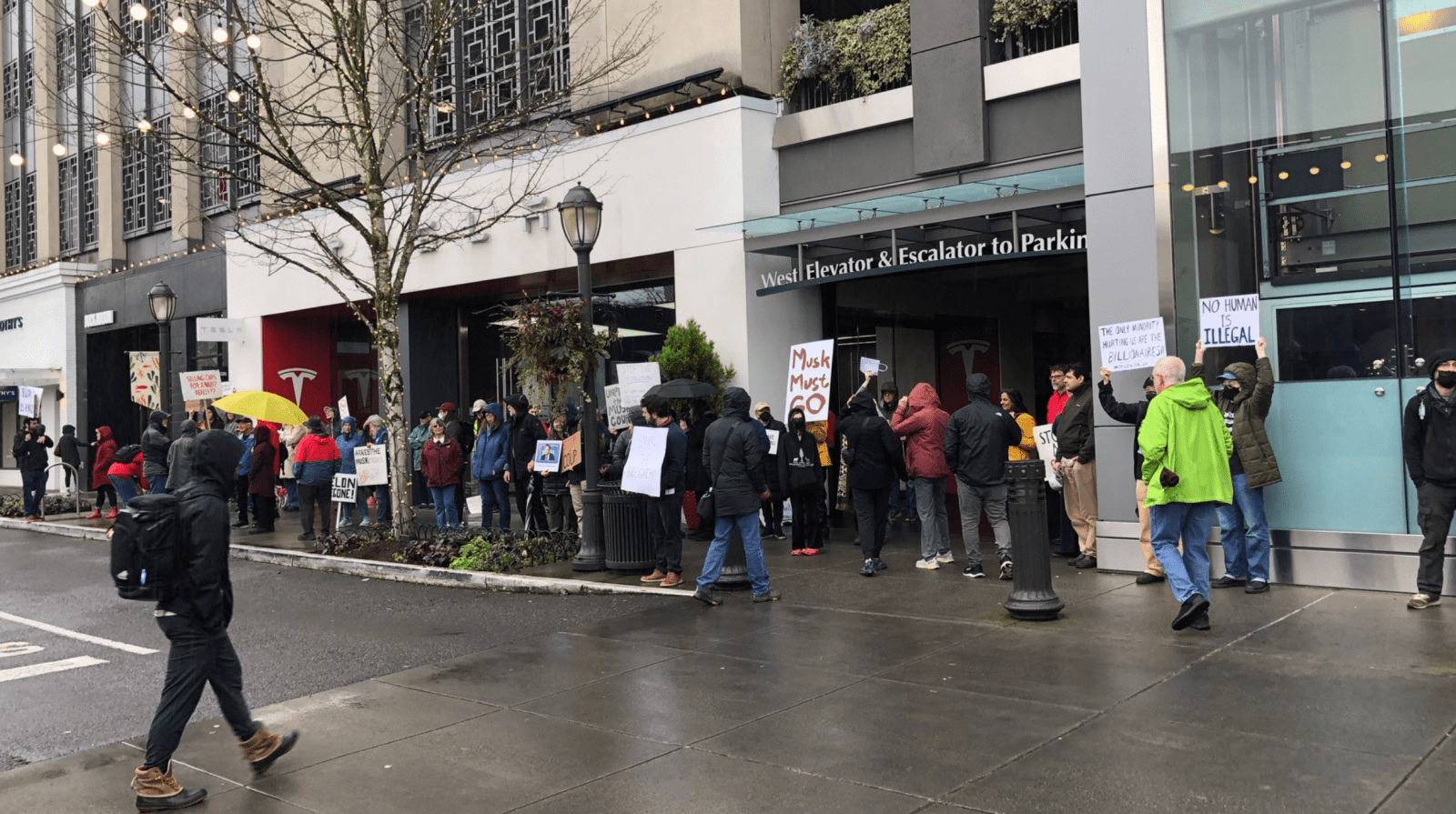 Tesla protest seattle - plare.