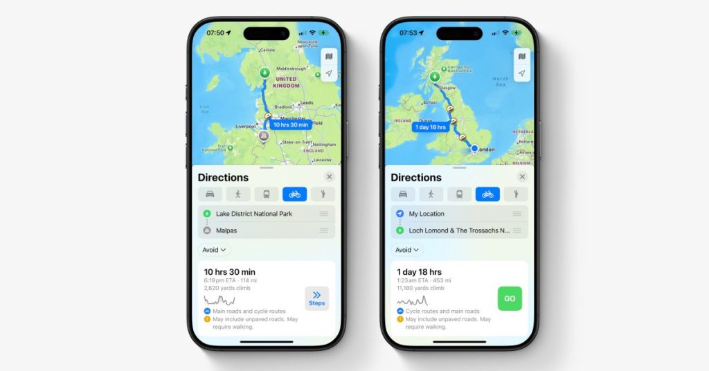 Découvrez les Nouvelles Fonctionnalités Révolutionnaires d’Apple Maps pour les Cyclistes au Royaume-Uni et en Irlande !