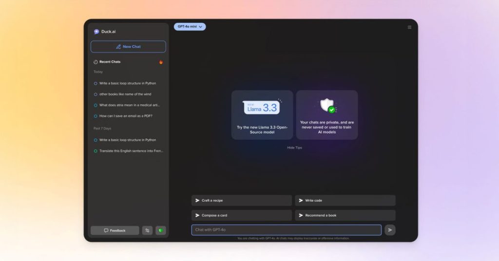 DuckDuckGo enrichit ses fonctionnalités d’IA avec des chatbots privés et un nouveau moteur de recherche