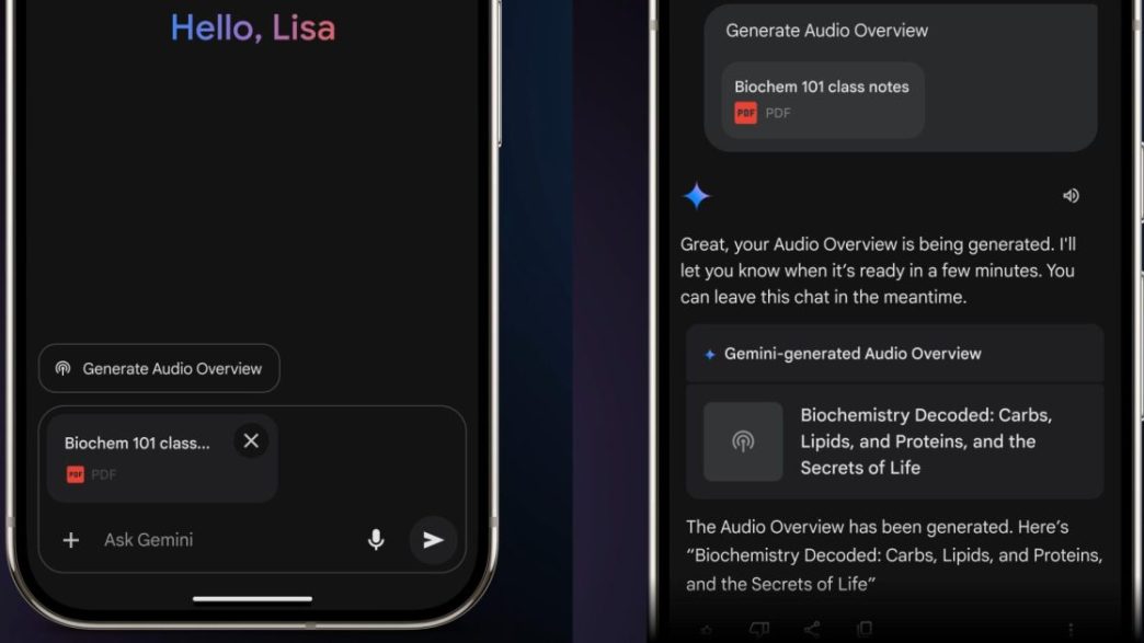 L'application Gemini introduit les aperçus audio sur Android et iOS pour une expérience enrichie