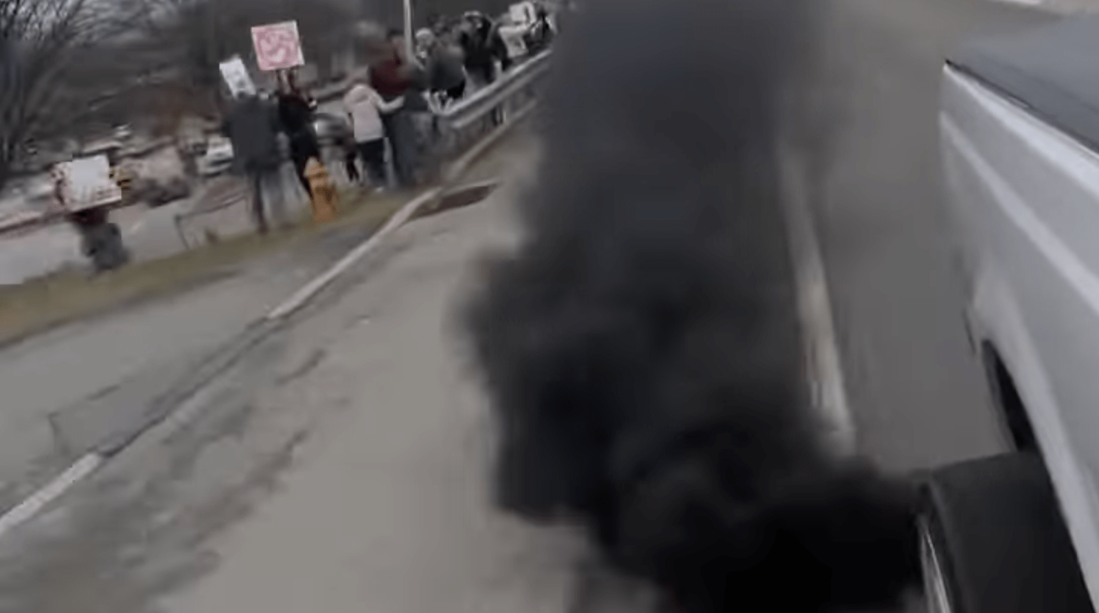 Tesla protesters rolling coal - plare.