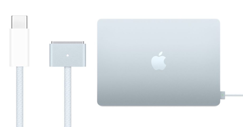 Obtenez un élégant câble USB-C vers MagSafe bleu ciel pour MacBook : rechargez avec style