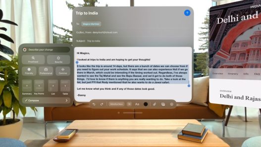 Apple visionOS 2 4 Apple Intelligence Writing Tools - plare.
