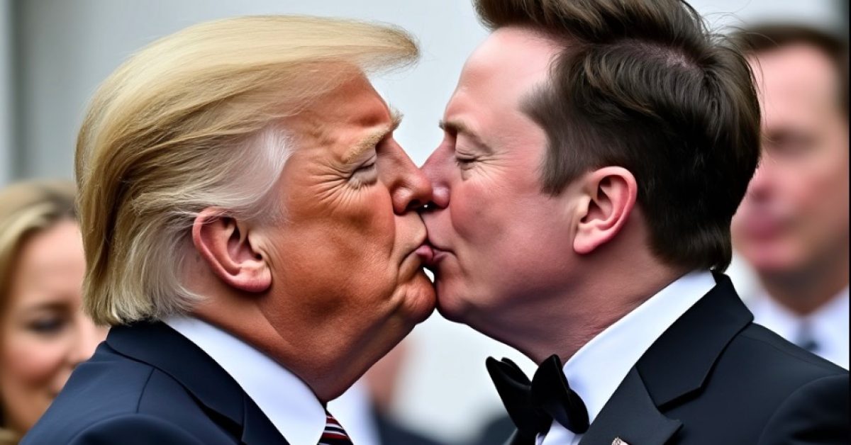 Donald Trump Elon Musk kissing - plare.