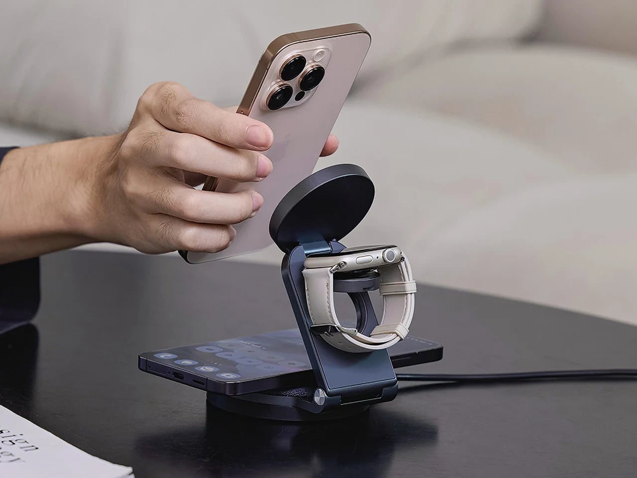 Mag 360 Qi2 3 in 1 Foldable Travel Charging Station ADAM elements layout - plare.