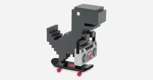 Chrome Dino s’habille en style avec un boombox miniature et une planche de skate YouTube