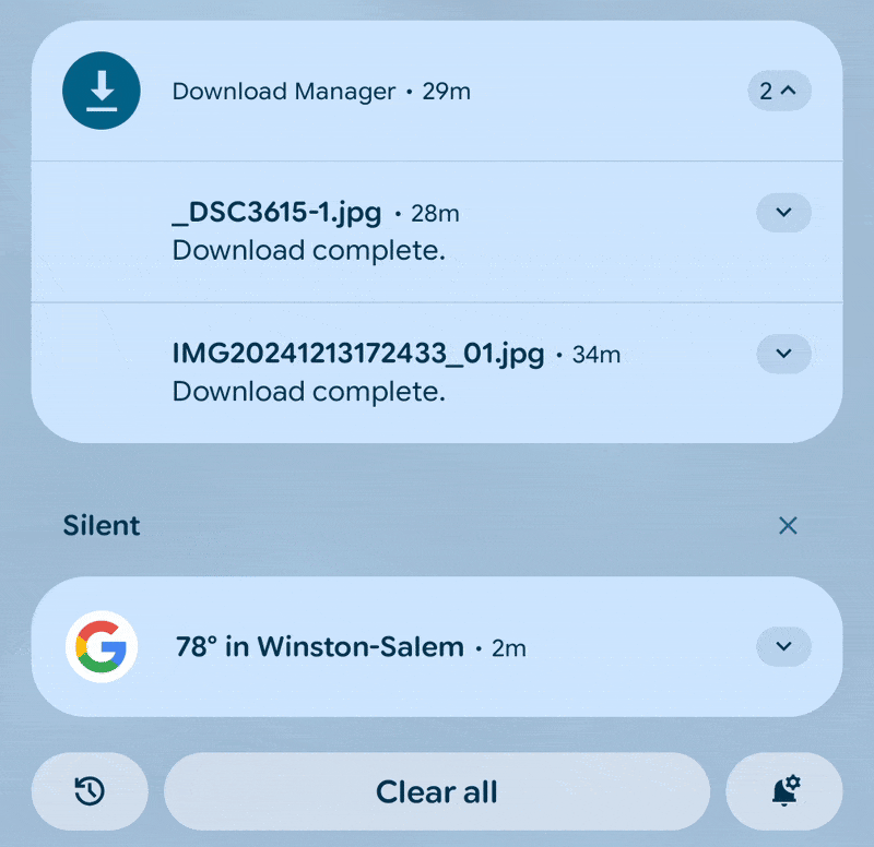 Animations Notifications Android 16