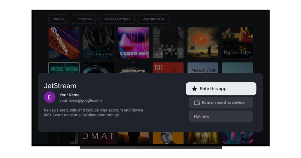 Google TV : des notifications intrusives pour les évaluations des applications Google TV : des notifications intrusives pour les évaluations des applications