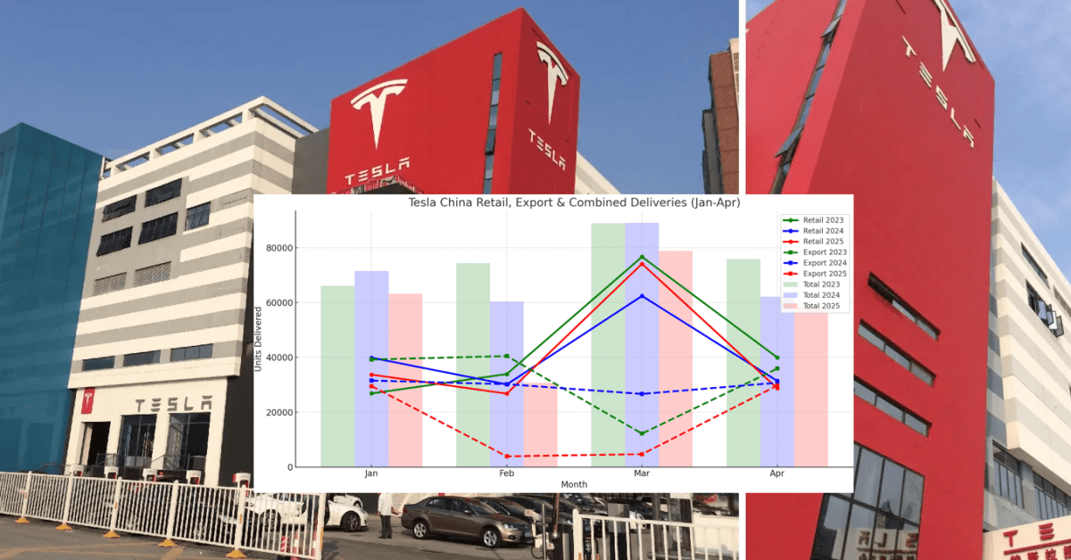Tesla TSLA China deliveries april 2025 - plare.