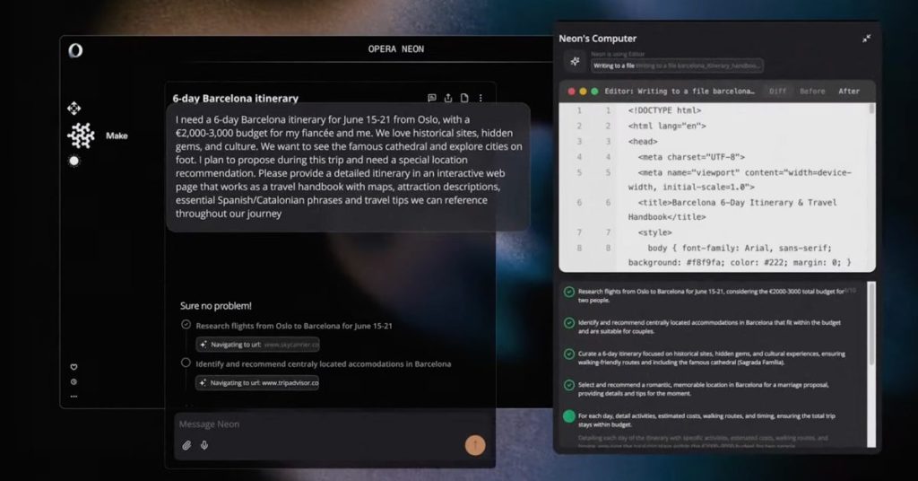 Opera dévoile Neon : un navigateur IA par abonnement pour une navigation intelligente et personnalisée.