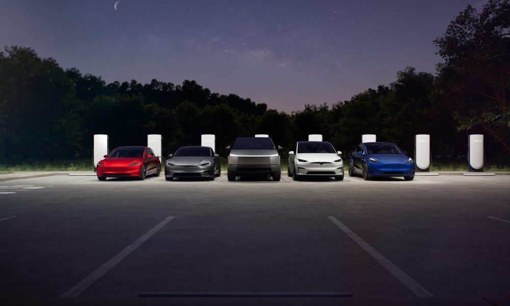 tesla lineup supercharger night scaled 1 - plare.