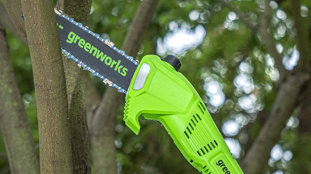 Greenworks 24V 10-inch cordless pole saw and 20-inch pole trimmer combo