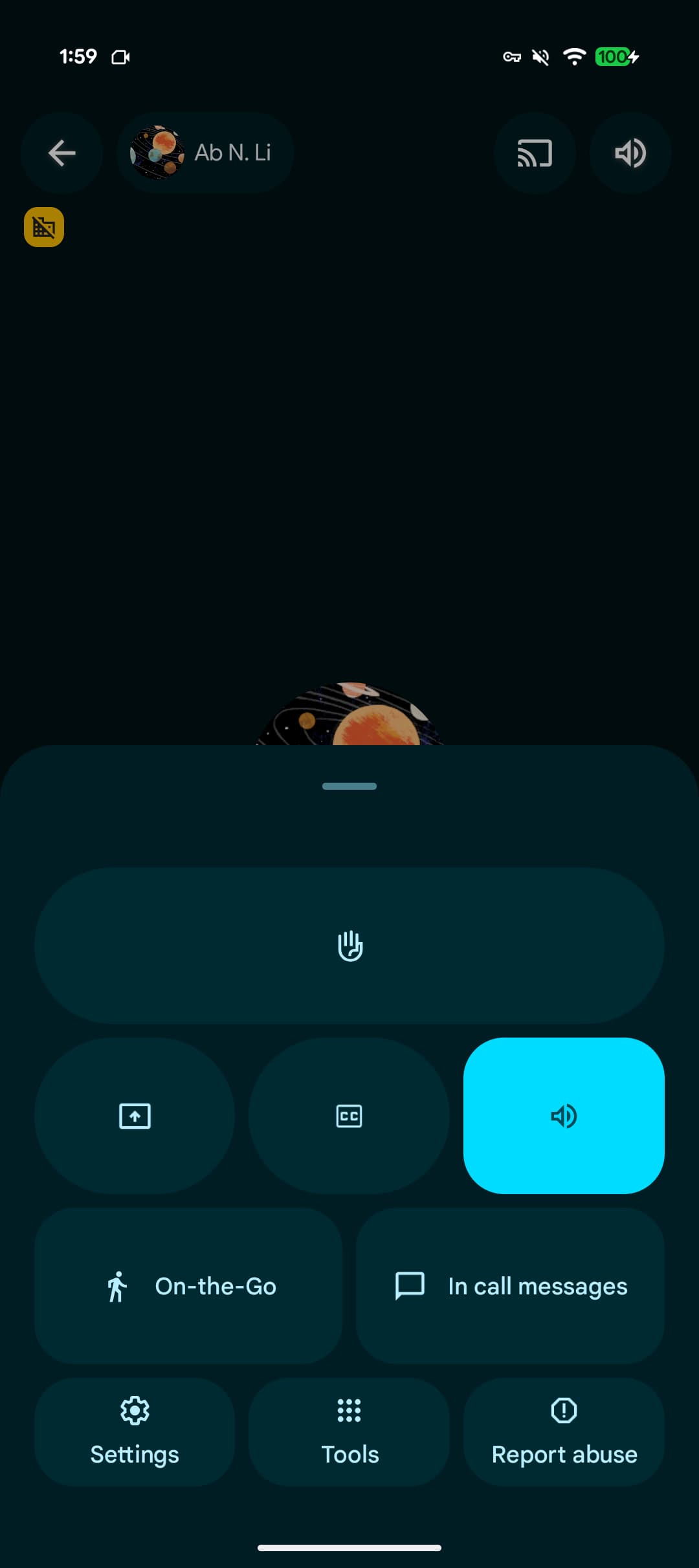 Google Meet Interface - Écran d'Appel Actuel
