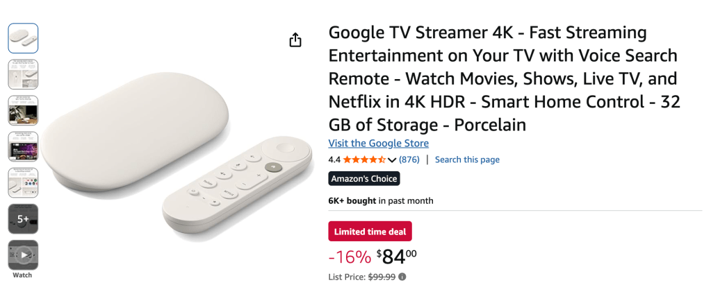 Profitez d'une offre exclusive sur le streamer Google TV avec une remise rare lors de cette vente limitée sur Amazon. - plare. google tv streamer sale