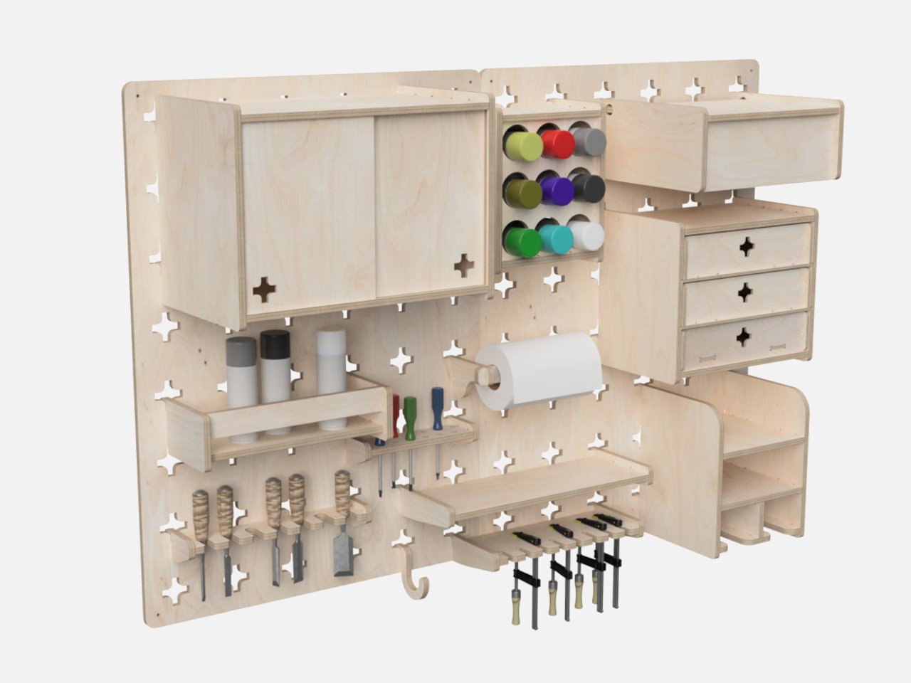french cleat pegboard wall 03 - plare.