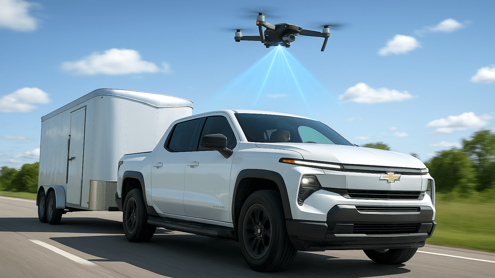 gm drone towing - plare.
