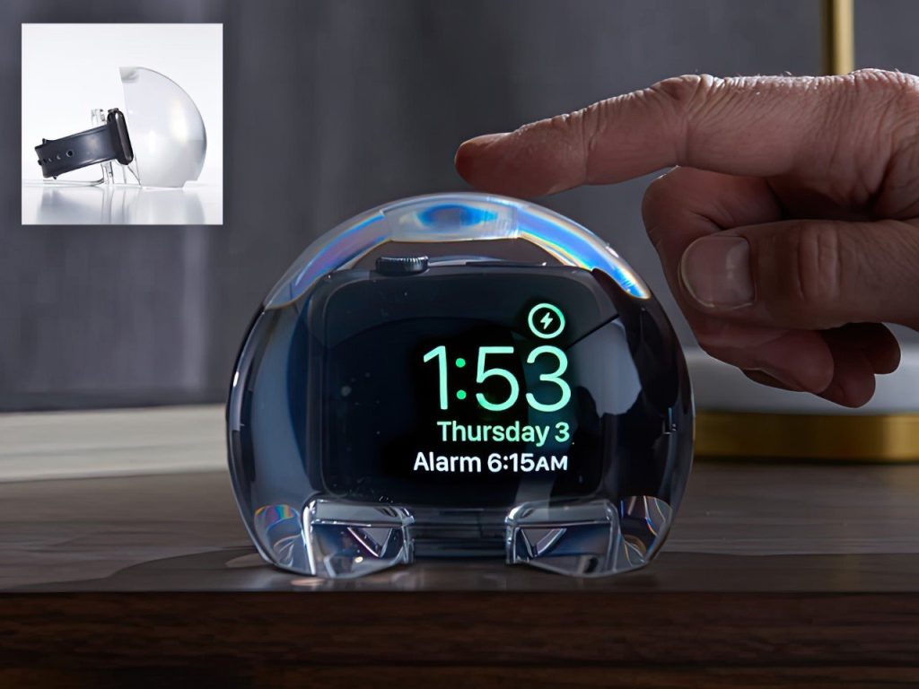Découvrez le Dock ‘Liquid Glass’ pour Apple Watch : L’Accessoire Indispensable des Smartwatches à Ne Pas Manquer!