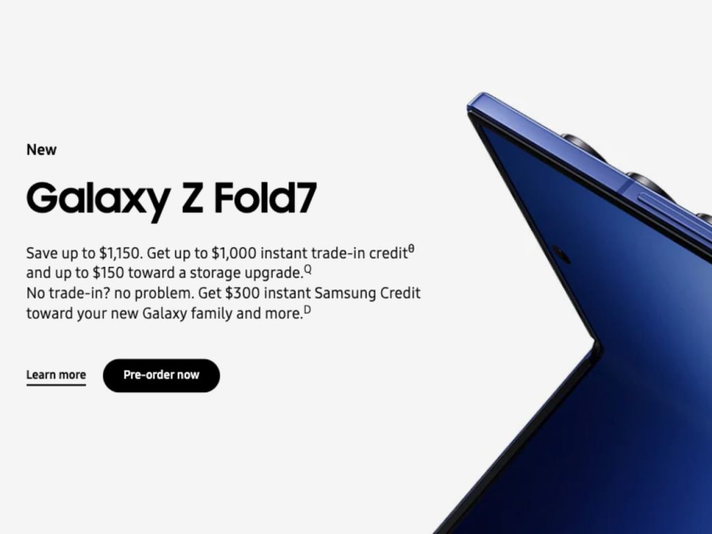 Découvrez les Offres Précommandes du Samsung Galaxy Z Fold7 : Économisez Jusqu’à 1 100 $ et Explorez le Design Révolutionnaire de Samsung !