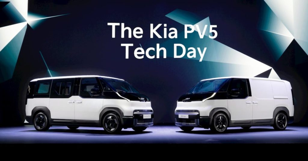 Kia dévoile sa nouvelle fourgonnette électrique PV5, incluant des versions fourgon, camping-car et pick-up, avec des prix compétitifs à partir de 33 000 euros. (logistics-transport.news)