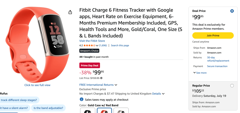 Le Fitbit Charge 6 est une offre exceptionnelle à moins de 85 €. - plare. fitbit charge 6 amazon discount