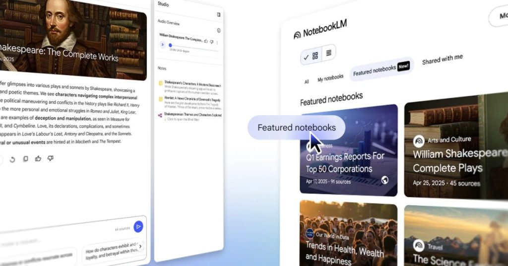 Nouveaux carnets en vedette sur NotebookLM : explorez publications et auteurs incontournables.