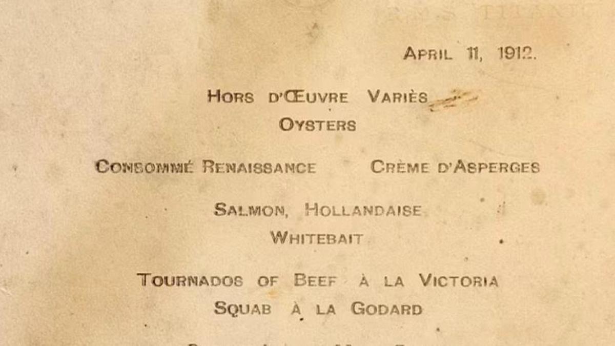 Menu première classe Titanic