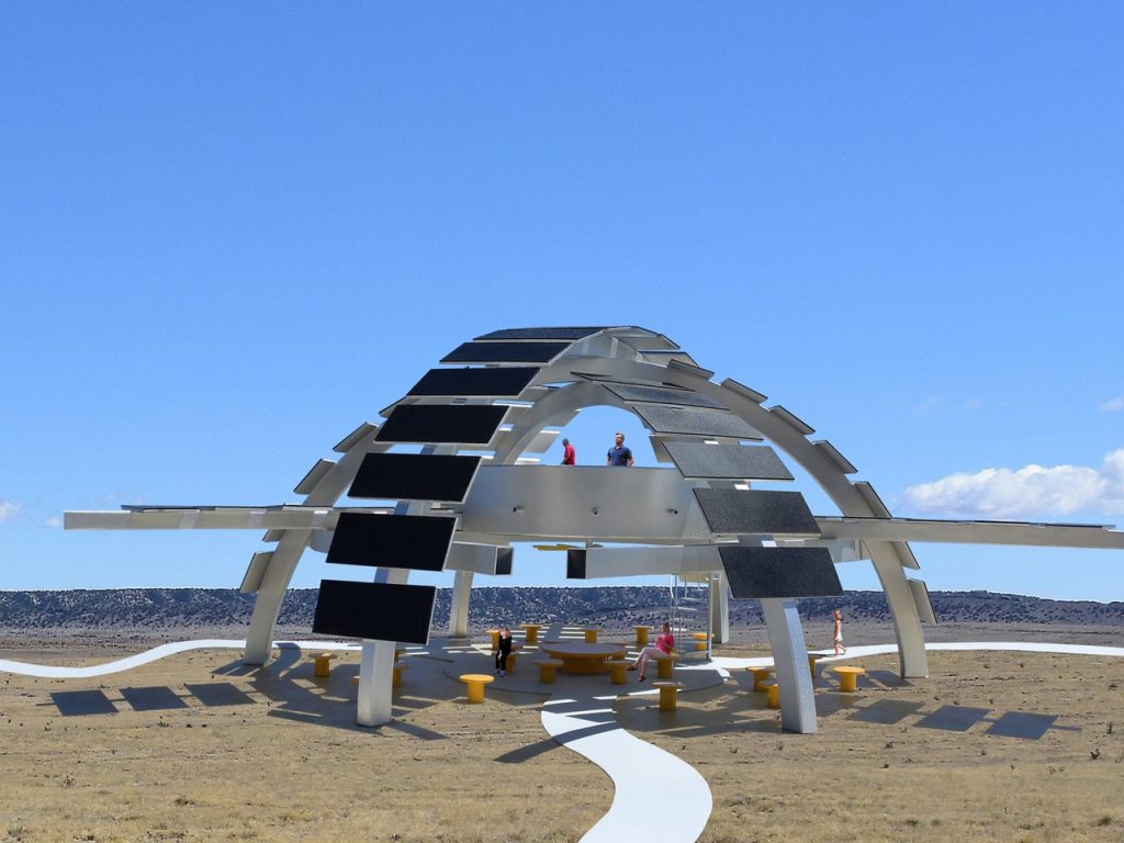 Découvrez le Pavillon Solaire Qui Alimentera le Réseau et Recharge Vos Téléphones Directement depuis Ses Sièges !