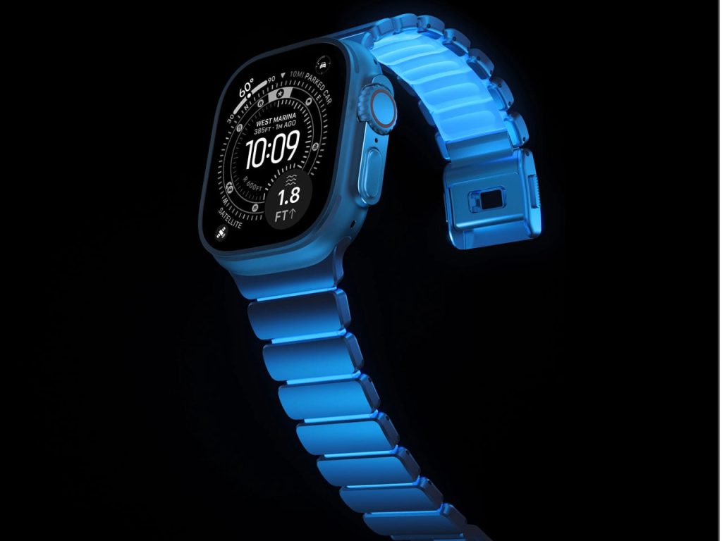 Découvrez le Stratos Band Nomad Icy Blue Glow : l’Accessoire Lumineux pour Sublimer Votre Apple Watch Ultra !